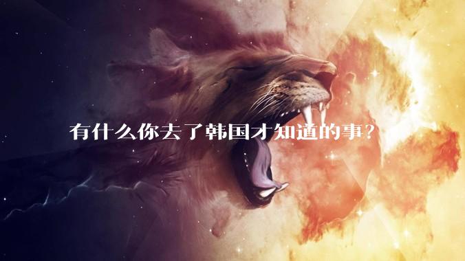 有什么你去了韩国才知道的事?